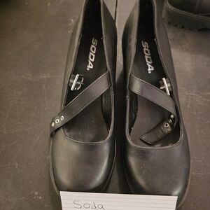 Soda Women's Black Cross-Strap Heels